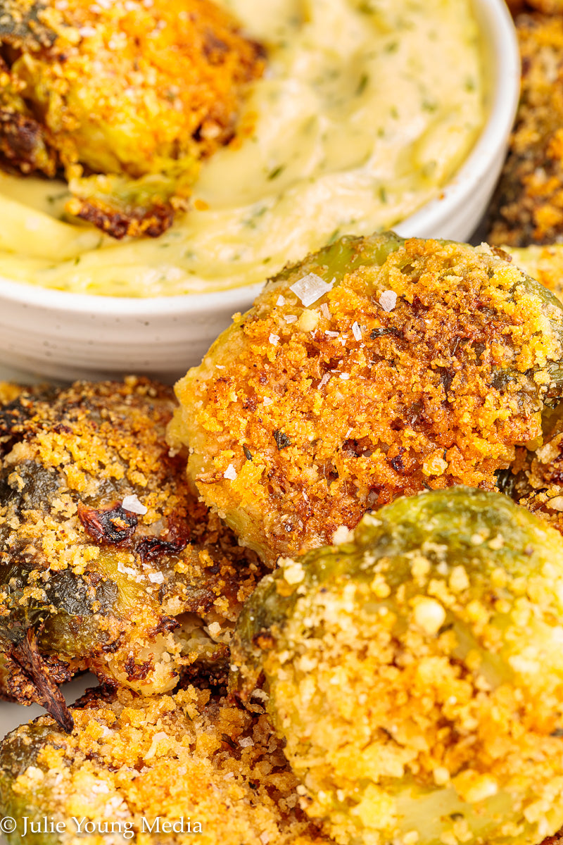 Crispy Smashed Parmesan Brussels Sprouts