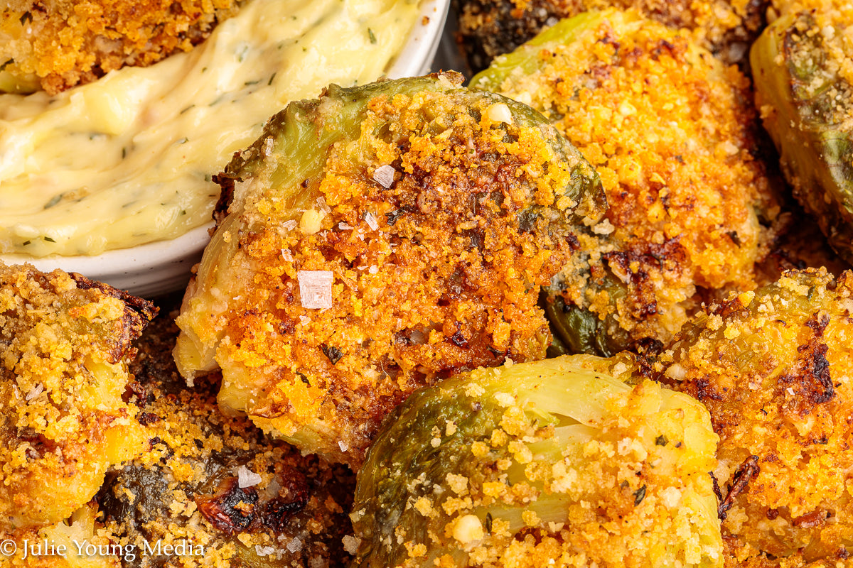 Crispy Smashed Parmesan Brussels Sprouts