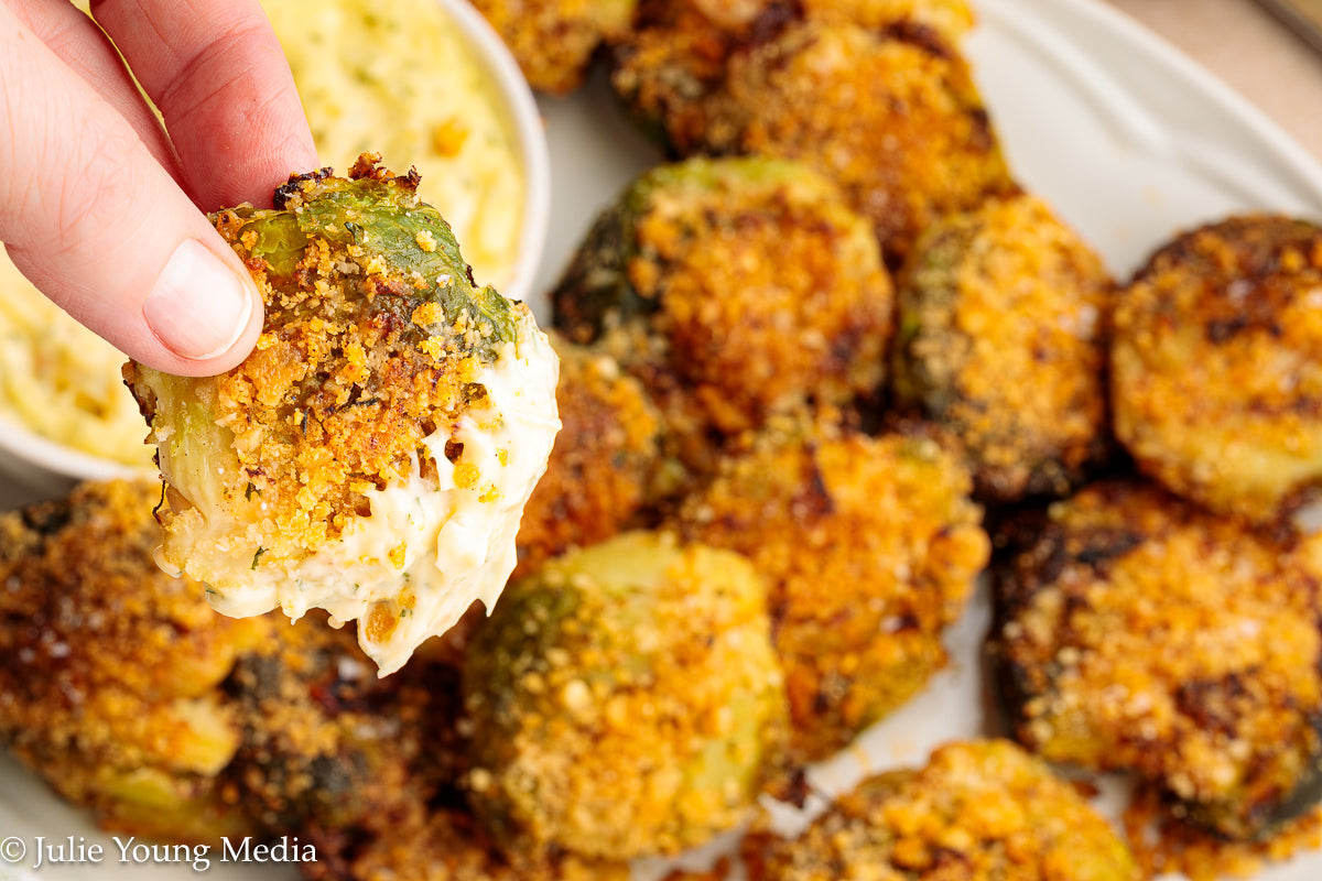 Crispy Smashed Parmesan Brussels Sprouts