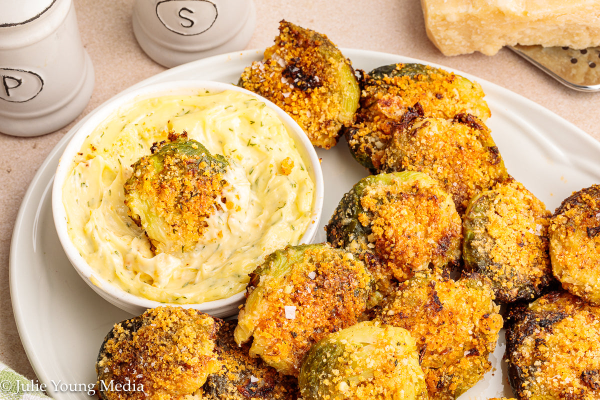 Crispy Smashed Parmesan Brussels Sprouts