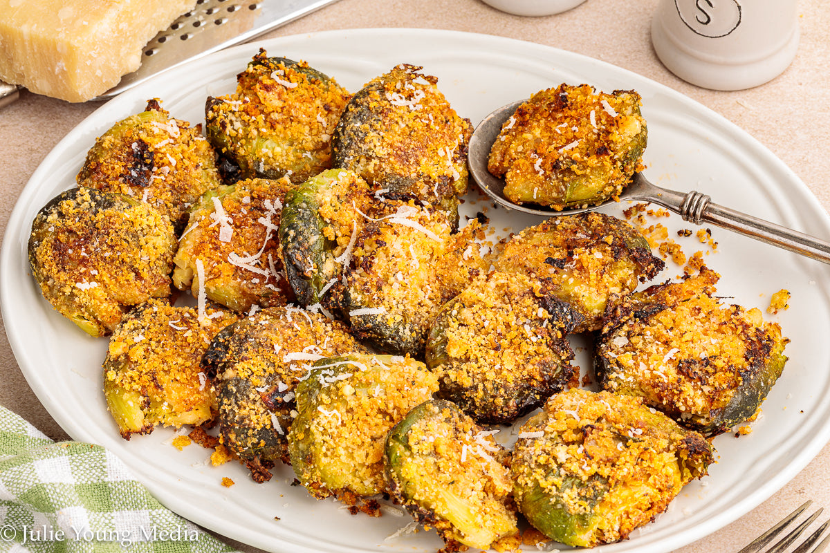 Crispy Smashed Parmesan Brussels Sprouts
