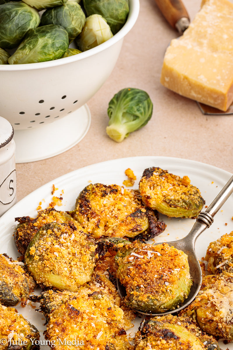 Crispy Smashed Parmesan Brussels Sprouts