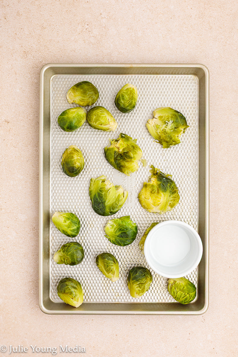 Crispy Smashed Parmesan Brussels Sprouts